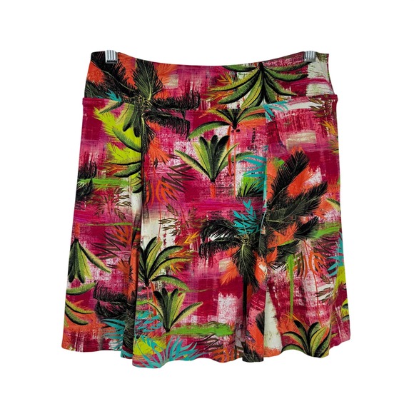 dona jo Pants - Tropical Print Skort in Fuchsia Pink